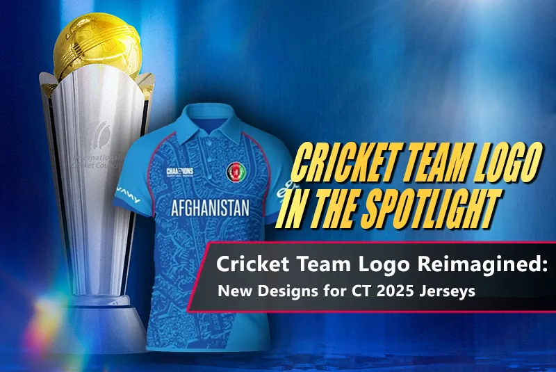 modernized cricket team logo on a CT 2025 jersey.